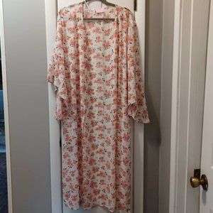 Pink Lily, Printed Kimono, Slit Sides, Small Size
